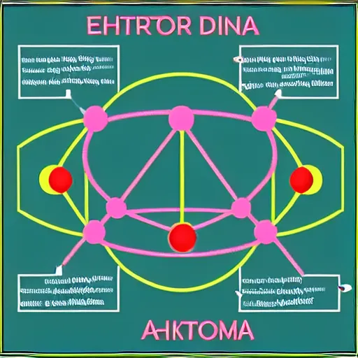 Image similar to schema of the inner workings of an atom and electron wit DNA