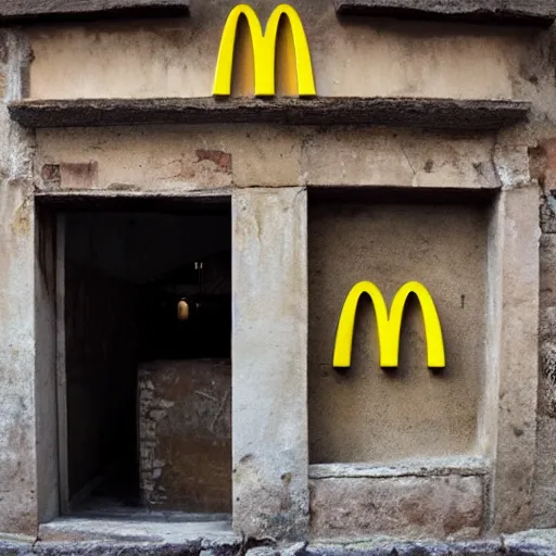 Prompt: ancient mcdonalds found in pompei