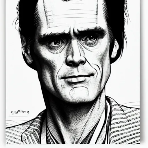 Image similar to “ jim carrey retro minimalist portrait by jean giraud, moebius starwatcher comic, sharp, smooth face, 8 k ”