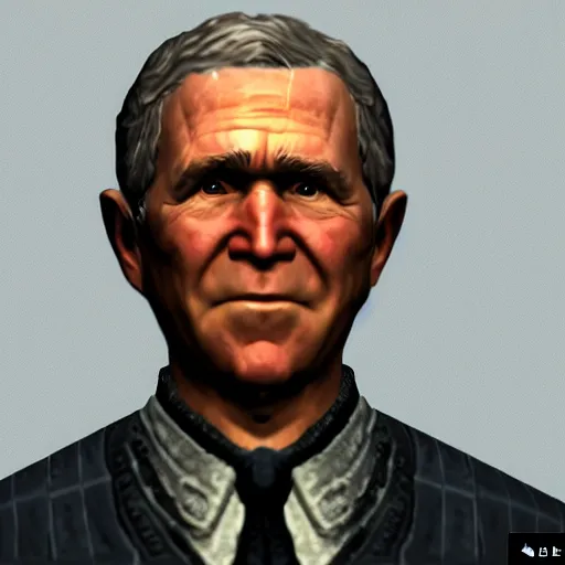 Image similar to “ george w bush as a skyrim npc, with dialogue options, in - game screenshot ”