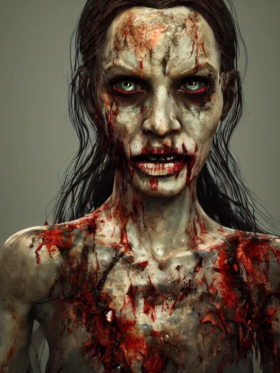 Prompt: portrait art of zombie queen 8k ultra realistic, detailed,intricate, full of colour, cinematic lighting, trending on artstation, 4k, hyperrealistic, focused, extreme details,unreal engine 5, cinematic, masterpiece