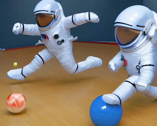 Prompt: an astronaut playing bowling in space, 3d art by marco zagara