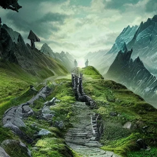 Image similar to Best Lord of the rings beautiful landscape