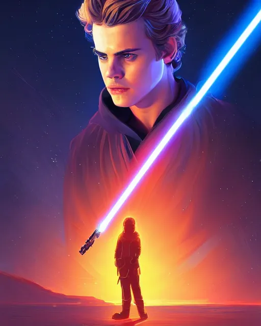 Prompt: anakin skywalker ( hayden christensen ) star wars, digital painting bioluminance alena aenami artworks in 4 k design by lois van baarle by sung choi by john kirby artgerm style pascal blanche and magali villeneuve