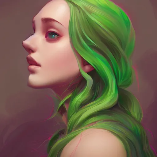 Image similar to teen girl, light green hair, gorgeous, amazing, elegant, intricate, highly detailed, digital painting, artstation, concept art, sharp focus, illustration, art by Ross tran