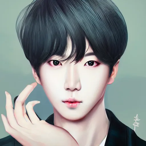 Image similar to jin from bts, elegant, ultra highly detailed, digital painting, smooth, sharp focus, artstation, art by Sakimichan