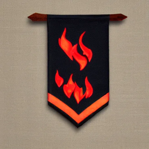 Prompt: a photo of a minimalistic fire flames vintage pennant