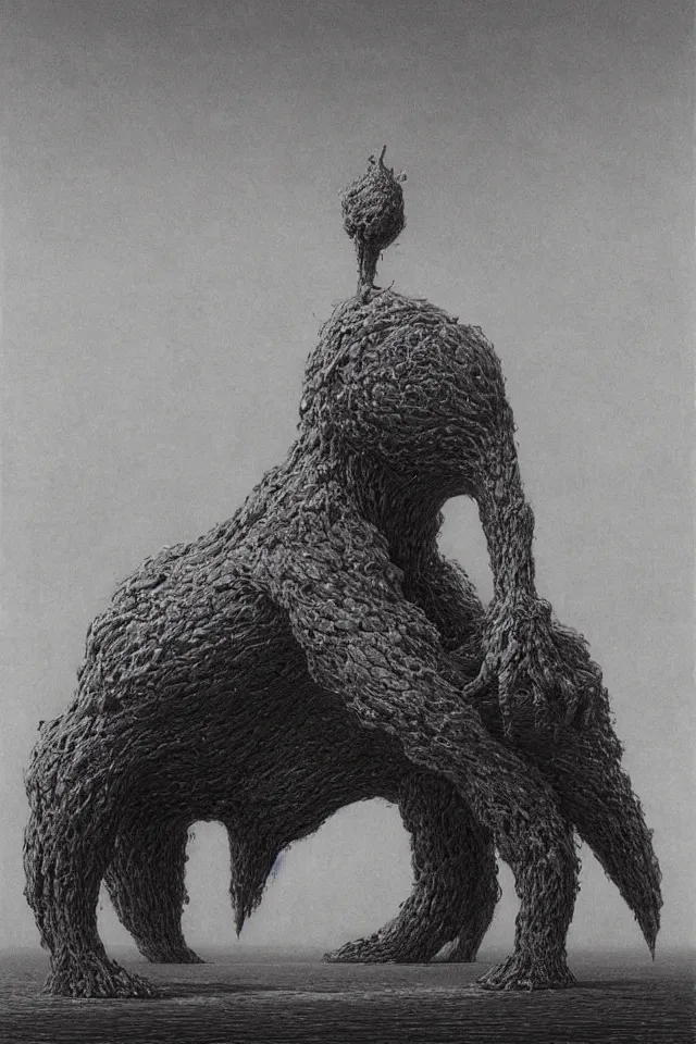 Image similar to a giant cute monster 4k by zdzisław beksiński