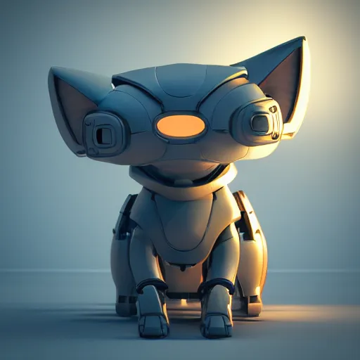 Prompt: cute cat mecha, 3 d render, artstation, unreal engine, octane engine, dramatic lighting