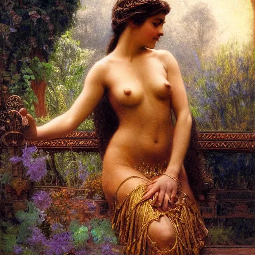 Image similar to detailed potraitof hidu goddes kali, girl graceful,, painting by gaston bussiere, craig mullins, j. c. leyendecker, lights, art by ernst haeckel, john william godward, hammershøi,,