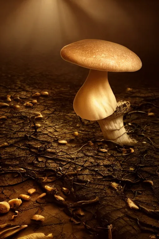 Prompt: a magic mushroom growing from an old dusty book, dramatic lighting, cinematic, establishing shot, extremely high detail, foto realistic, cinematic lighting, post processed, concept art, high details, cinematic, 8k resolution, beautiful detailed, photorealistic, digital painting, artstation, concept art, smooth, sharp focus, artstation trending, octane render, unreal engine