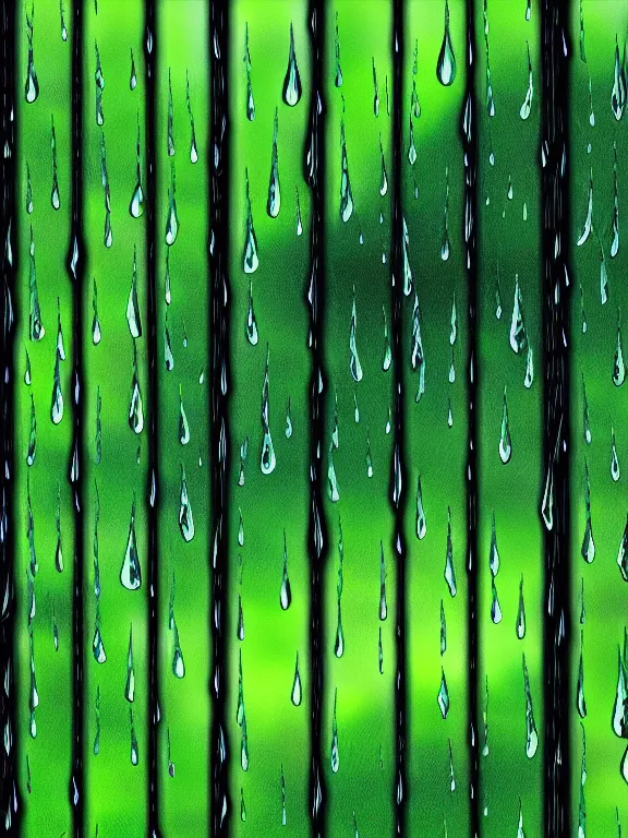 Prompt: rain drops on a window pane, forest in background, high detail, full length, Realistic, Detailed Digital Art, fine detail,