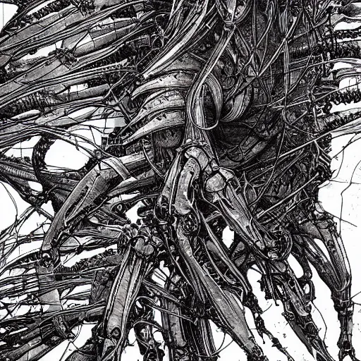 Image similar to birthing pod by tsutomu nihei, inked, minute details, desolation, hyper realistic, cosmic horror, biomechanical, beautiful