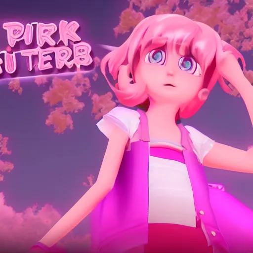 Image similar to girl vtuber pink colours rtx vfx