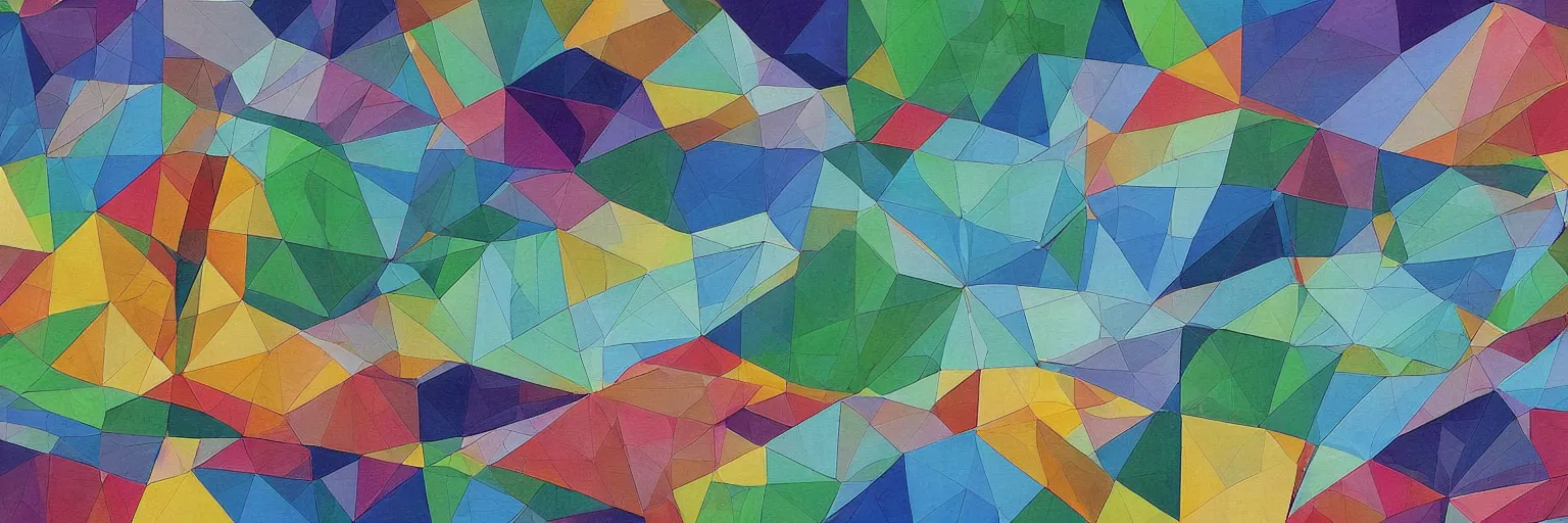 Image similar to landscape scenery, Mural, Hyperprism, Geometric, Polygonal