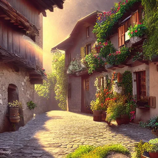 masterful hd'-style, switzerland village, stunning focal-depth
