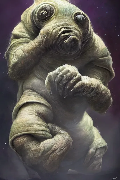 Image similar to oil portrait of a tardigrade, epic, cinematic, elegant, highly detailed, featured on artstation