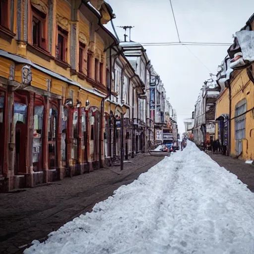 Image similar to street in Russian city kazan at winter