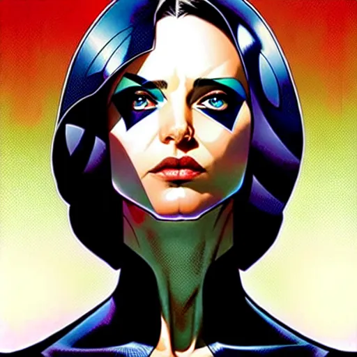 Image similar to artgerm, joshua middleton comic cover art, pretty domino marvel comics sarah michelle gellar, white skin, asymmetrical black spot covering left eye only, no spot right eye, symmetrical eyes, symmetrical face