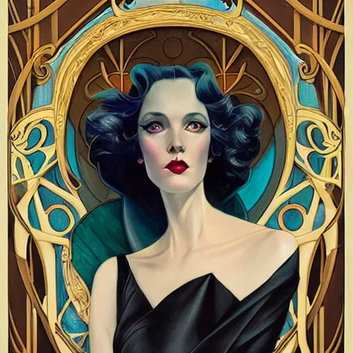 Image similar to an art nouveau streamline moderne portrait in the style of anna dittmann and charles dulac and donato giancola.