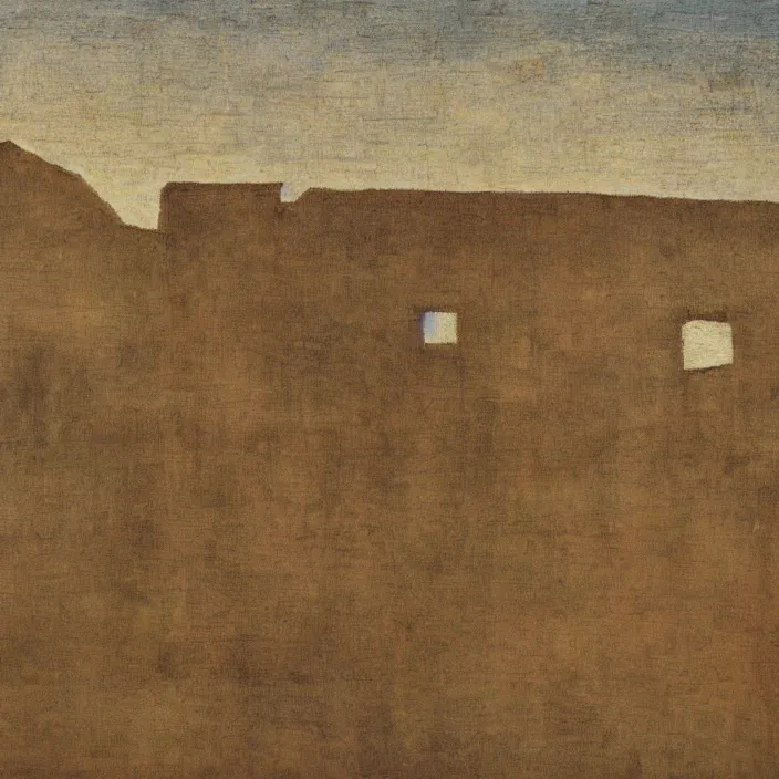 Image similar to a building in a serene landscape, ancient sumer painting