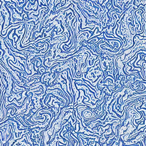 Image similar to pattern art, blue and white color scheme, marbling