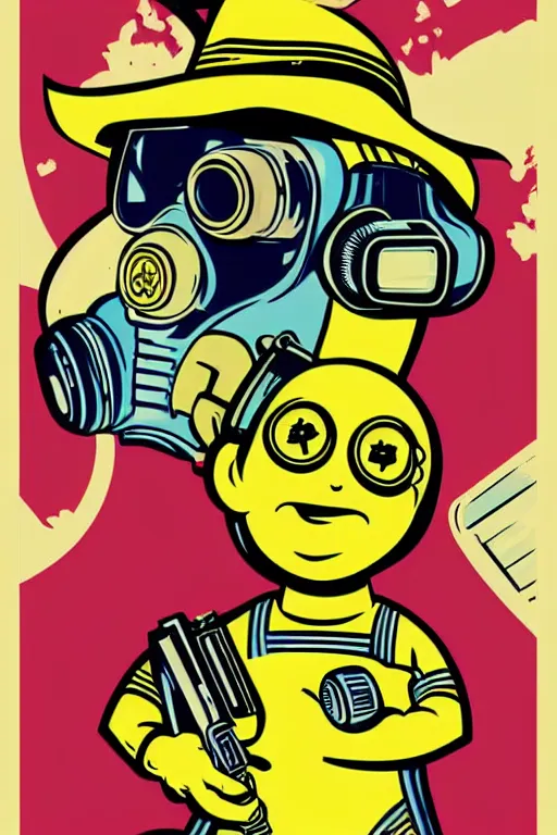 Image similar to fallout 7 6 retro futurist illustration art by butcher billy, sticker, colorful, illustration, highly detailed, simple, smooth and clean vector curves, no jagged lines, vector art, smooth andy warhol style