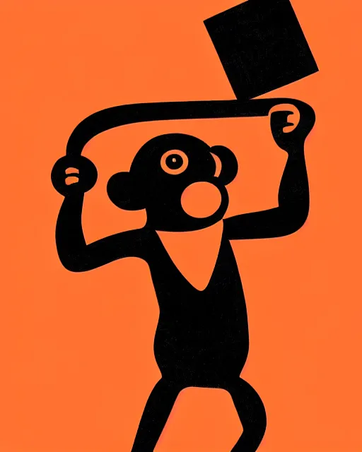 Image similar to an atelier populaire poster of a monkey throwing a brick, by atelier populaire, may 6 8, screenprint, hand drawn type, bold simple shapes, single flat colour, ripped, vector art, sharp focus, highly detailed, cinematic lighting, 8 k, hd