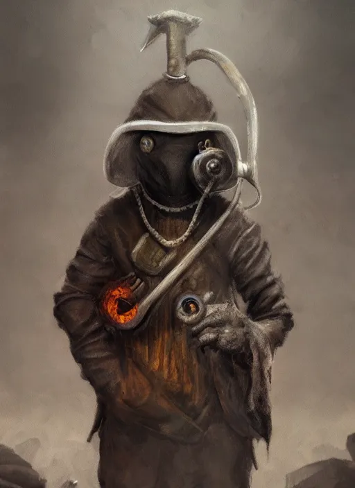 Image similar to detailed full body concept art illustration, dark soft focus, oil painting on canvas of an anthropomorphic capybara plague doctor in full intricate clothing, biomutant, dystopian, micro detail, octane render, 4K