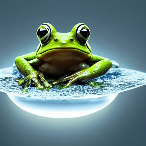 Image similar to frog submerged in yogurt, digital art, photorealistic, shiny, trending on artstation, extremely detailed,