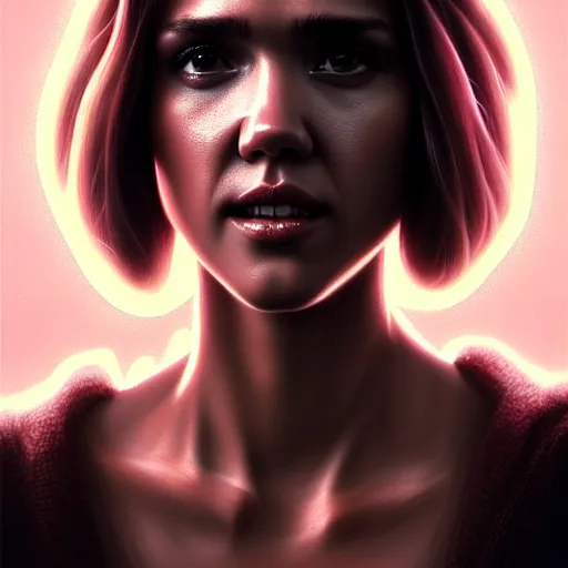 Image similar to beautiful digital painting jessica alba the thing 1 9 8 2 john carpenter with high detail, 8 k, stunning detail, photo by artgerm, greg rutkowski and alphonse mucha, unreal engine 5, 4 k uhd