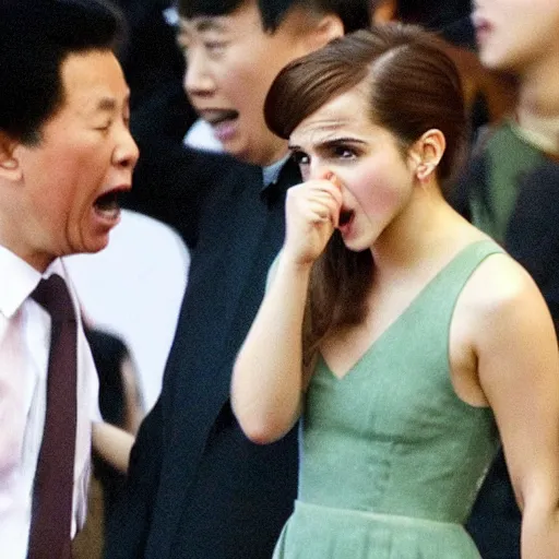 Image similar to emma watson yelling at xi jinping