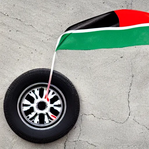 Prompt: a tire with the Mexican flag printed on it, National Geographic photo, coherent like Dall-E 2