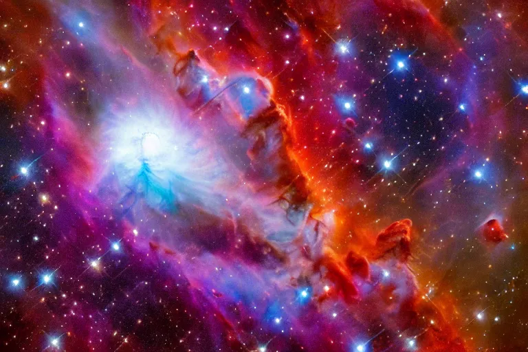 Image similar to a remarkable hubble space telescope photo of a crazy nebula, highly detailed, 4 k,