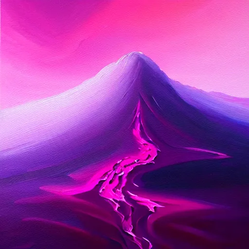 Prompt: an oil painting of pink and purple molten fluid effects on a mountain, a detailed painting by alena aenami and hua yan, deviantart, analytical art, detailed painting, high detail