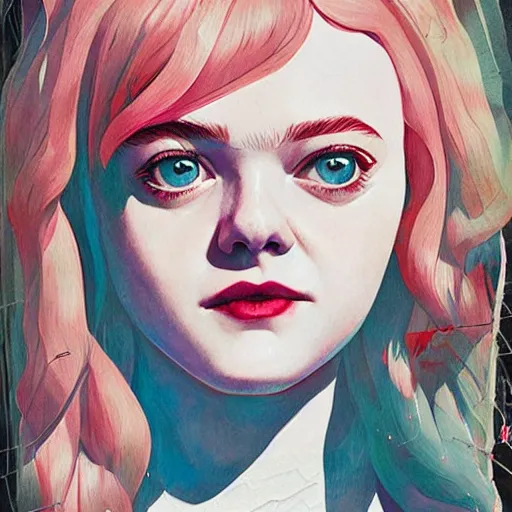 Image similar to Elle Fanning in Bates Motel picture by Sachin Teng, asymmetrical, dark vibes, Realistic Painting , Organic painting, Matte Painting, geometric shapes, hard edges, graffiti, street art:2 by Sachin Teng:4