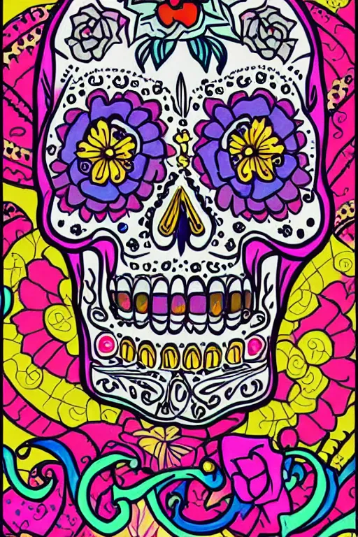 Image similar to Illustration of a sugar skull day of the dead girl, art by Erin Hanson