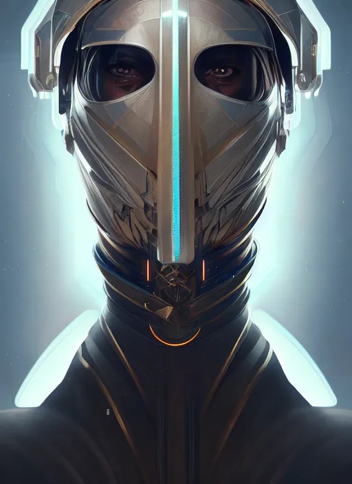 Image similar to symmetry!! portrait of futuristic medieval knight, sci - fi, tech wear, intricate, elegant, extremely detailed, digital painting, artstation, cinematic lighting, concept art, smooth, sharp focus, illustration, art by artgerm and greg rutkowski and alphonse mucha, 8 k