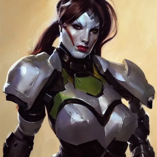 Image similar to greg manchess portrait painting of armored punisher ivy as overwatch character, medium shot, asymmetrical, profile picture, organic painting, sunny day, matte painting, bold shapes, hard edges, street art, trending on artstation, by huang guangjian and gil elvgren and sachin teng