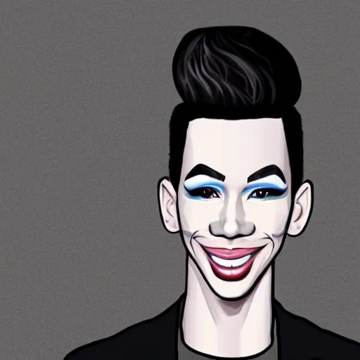 Image similar to a caricature painting of james charles