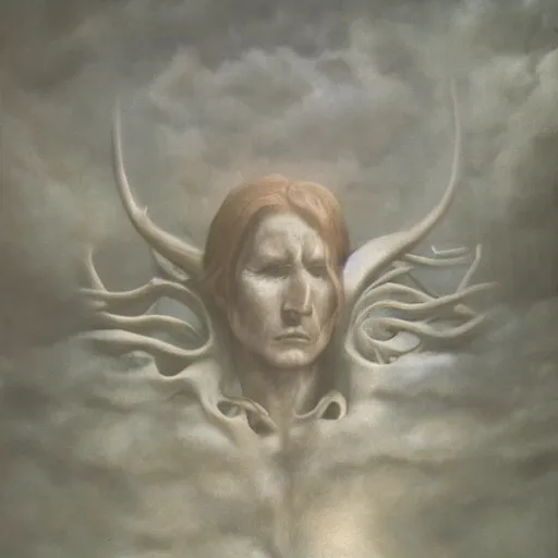 Image similar to Boreas by Zdzisław Beksiński, oil on canvas