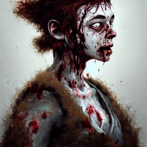 Image similar to head portrait of fresh faced young bjork as a zombie with large fluffy back - combed hair, 7 days to die zombie, gritty background, fine art, award winning, intricate, elegant, sharp focus, cinematic lighting, digital painting, 8 k concept art, art by michael hussar, art by brom, art by guweiz and z. w. gu, 8 k