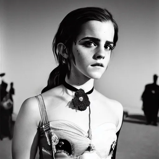 Image similar to emma watson, halloween costume, award winning, kodak ektachrome expired blue tint,