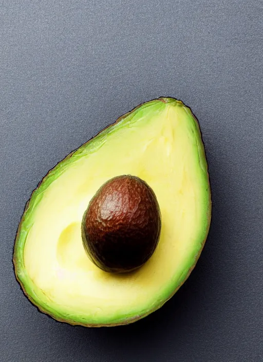 Prompt: photo avocado on a hand soft focus isolated white background