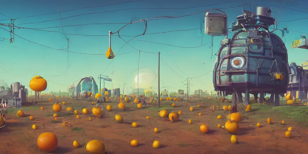 Image similar to a portal to a world of lemons by Simon Stalenhag, trending on artstation, 8k, octane rendered, highly detailed