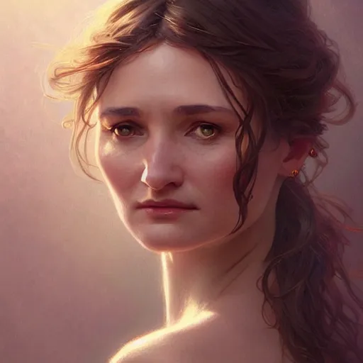 Image similar to beautiful natural Emily Mortimer, intricate, elegant, highly detailed, digital painting, artstation, concept art, smooth, sharp focus, illustration, art by artgerm and greg rutkowski and alphonse mucha and loish and WLOP