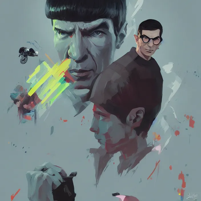 Image similar to a colorful comic noir illustration painting of mr spock by sachin teng and sergey kolesov and ruan jia and heng z. graffiti art, sci fi, hyper detailed. octane render. trending on artstation