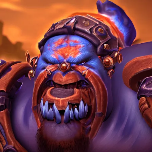 Image similar to portrait of blue garrosh hellscream 4k