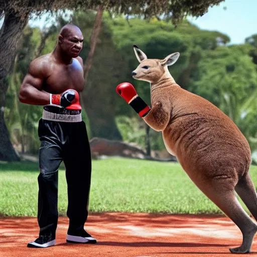 kangaroo fighting human