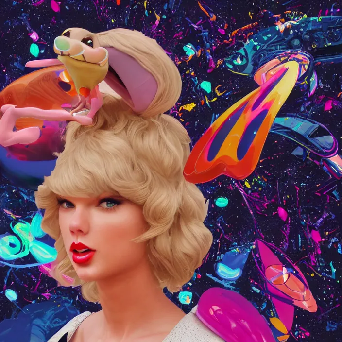 Image similar to portrait of Taylor Swift as Lola Bunny in Space Jam 1996. intricate abstract. intricate artwork. by Tooth Wu, wlop, beeple, dan mumford. octane render, trending on artstation, greg rutkowski very coherent symmetrical artwork. cinematic, hyper realism, high detail, octane render, 8k, iridescent accents